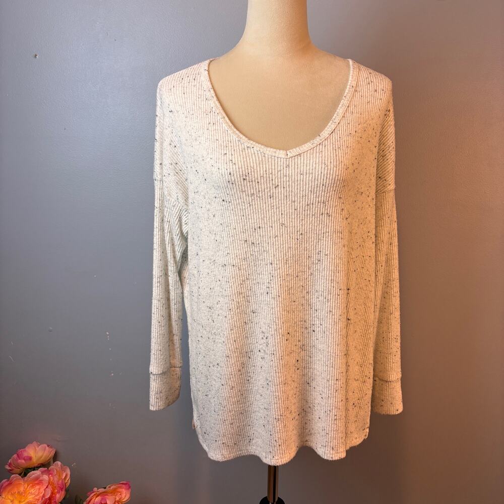 American Eagle Ribbed Sweater Small  Oversize Speckled Split Hem Hi-Lo